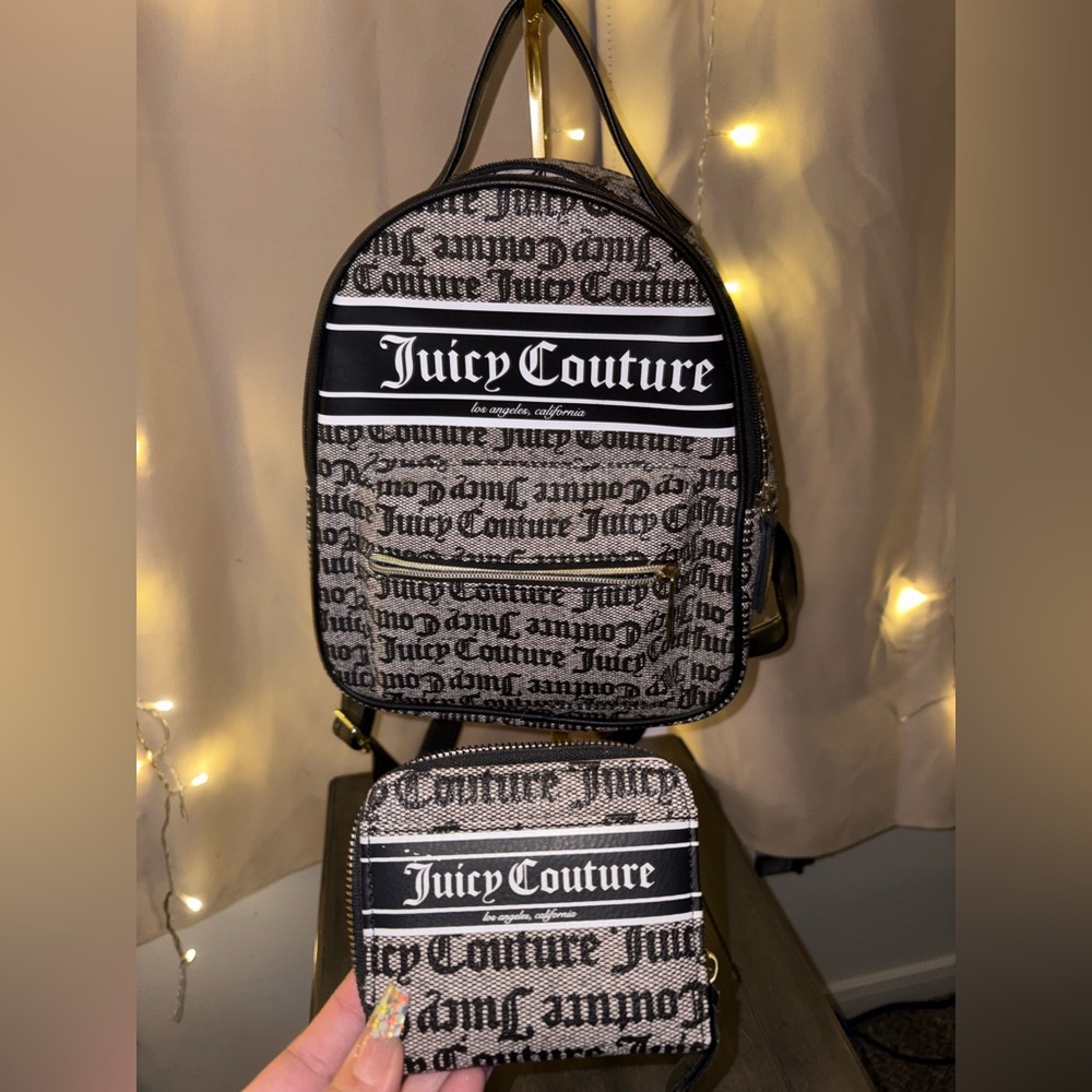 Juicy Couture Black and Cream Monogram Backpack